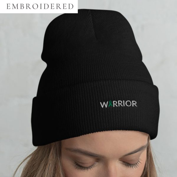 Warrior Green Awareness Ribbon Embroidered Beanie