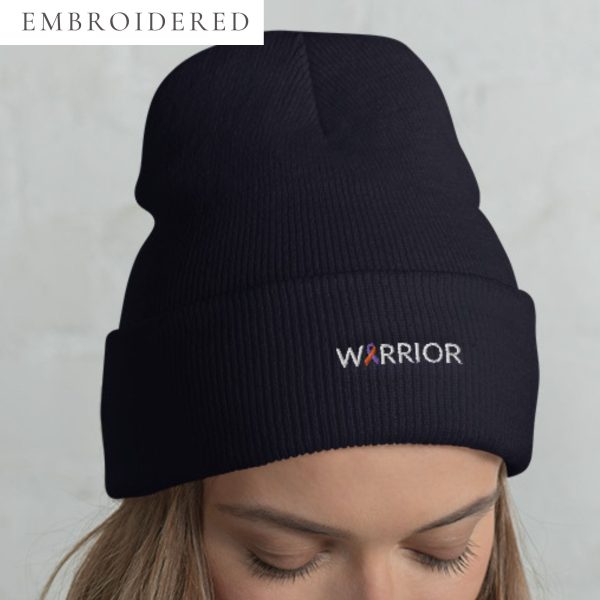 Warrior Orange & Purple Awareness Ribbon Embroidered Beanie