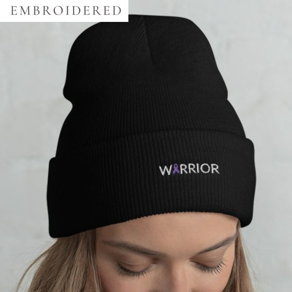 Warrior Purple Awareness Ribbon Embroidered Beanie