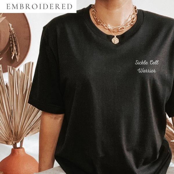 Sickle Cell Anemia Warrior Embroidered T-Shirt