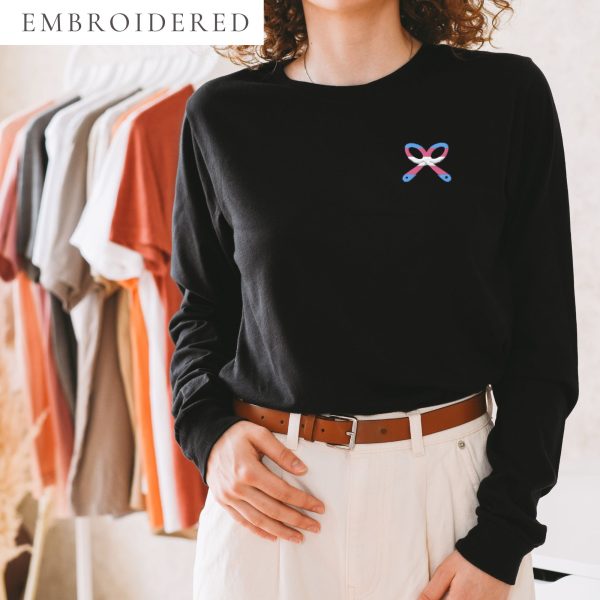 Transgender Pride Embroidered Long Sleeve Shirt