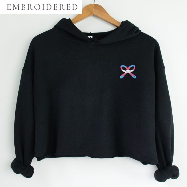 Transgender Pride Embroidered Cropped Hoodie