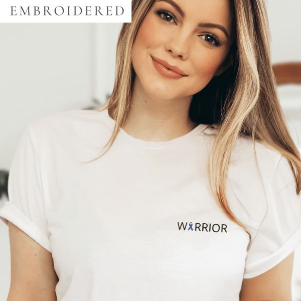 Warrior Blue & Purple Awareness Ribbon Embroidered T-Shirt