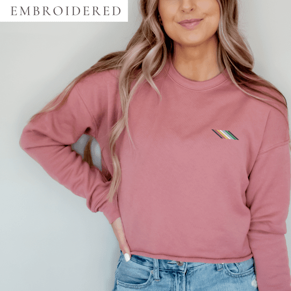 Disability Pride Line Flag Embroidered Cropped Crewneck