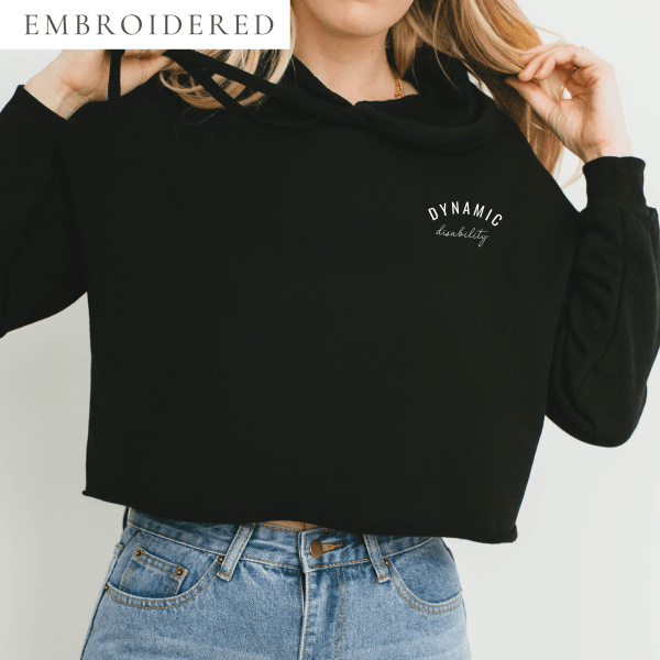 Dynamic Disability Cursive Embroidered Cropped Hoodie