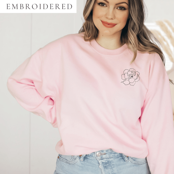 Feeding Tube Flower Embroidered Crewneck