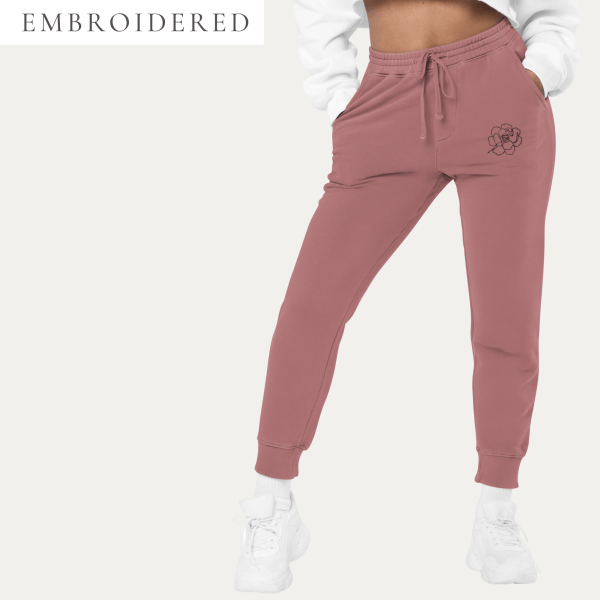 Feeding Tube Flower Embroidered Sweatpants/Sweatsuit
