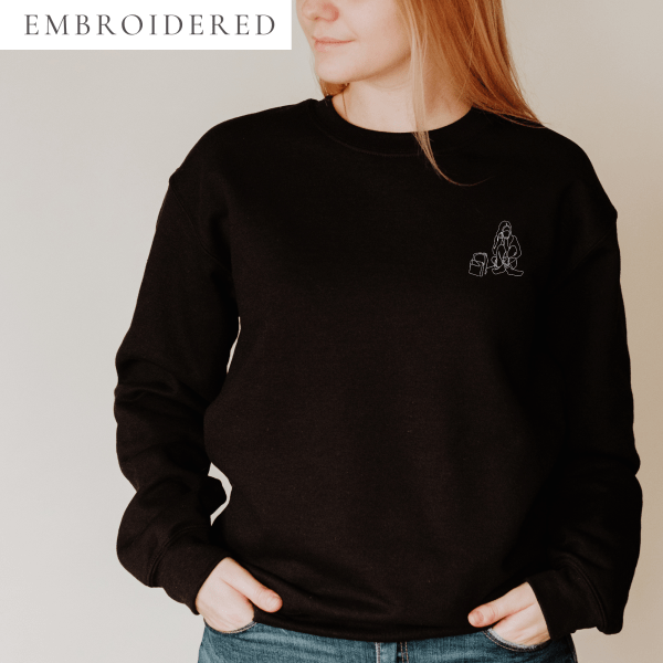 Girl With A Feeding Tube Backpack Embroidered Crewneck
