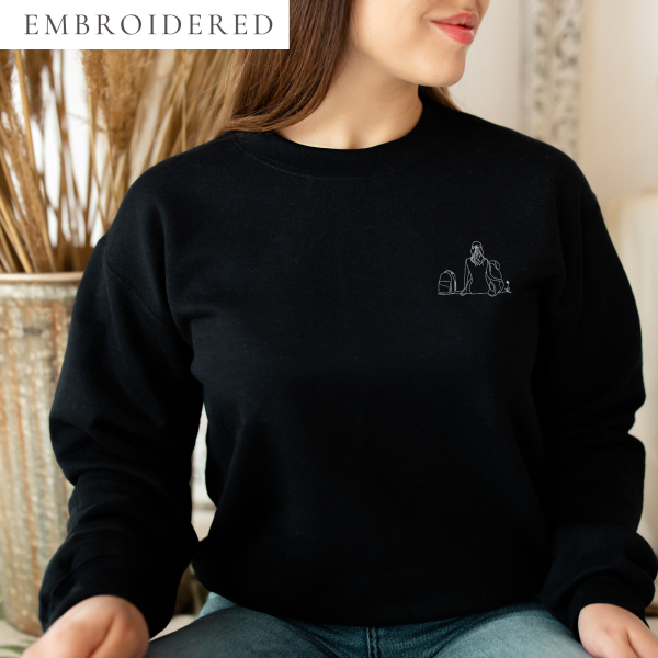 Girl With A Feeding Tube Backpack & Dog Embroidered Crewneck