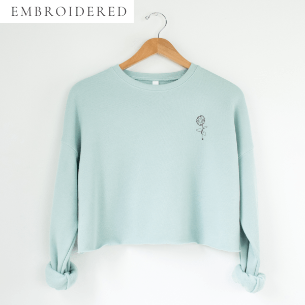 Port-A-Cath Flower Embroidered Cropped Crewneck