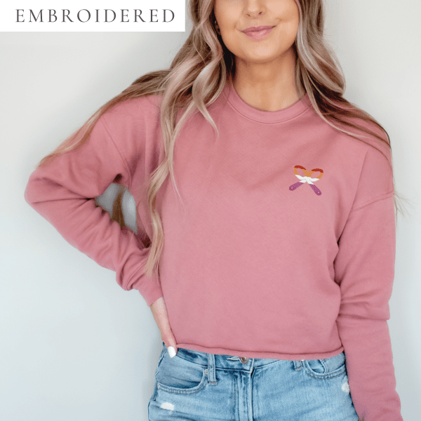 Lesbian Pride Embroidered Cropped Crewneck