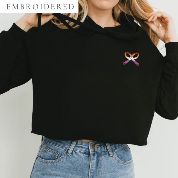 Lesbian Pride Embroidered Cropped Hoodie