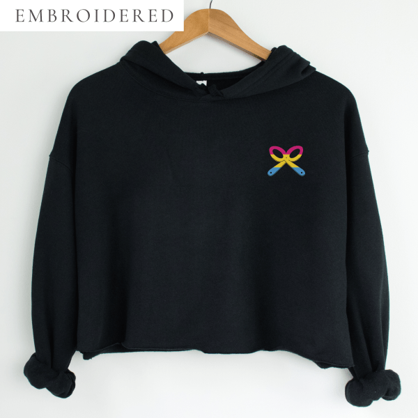 Pansexual Pride Embroidered Cropped Hoodie