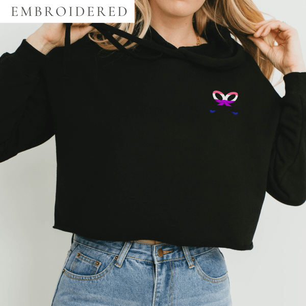 Genderfluid Pride Embroidered Cropped Hoodie