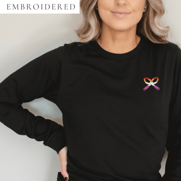 Lesbian Pride Embroidered Long Sleeve Shirt