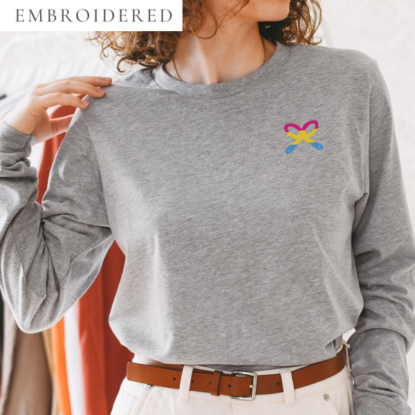 Pansexual Pride Embroidered Long Sleeve Shirt