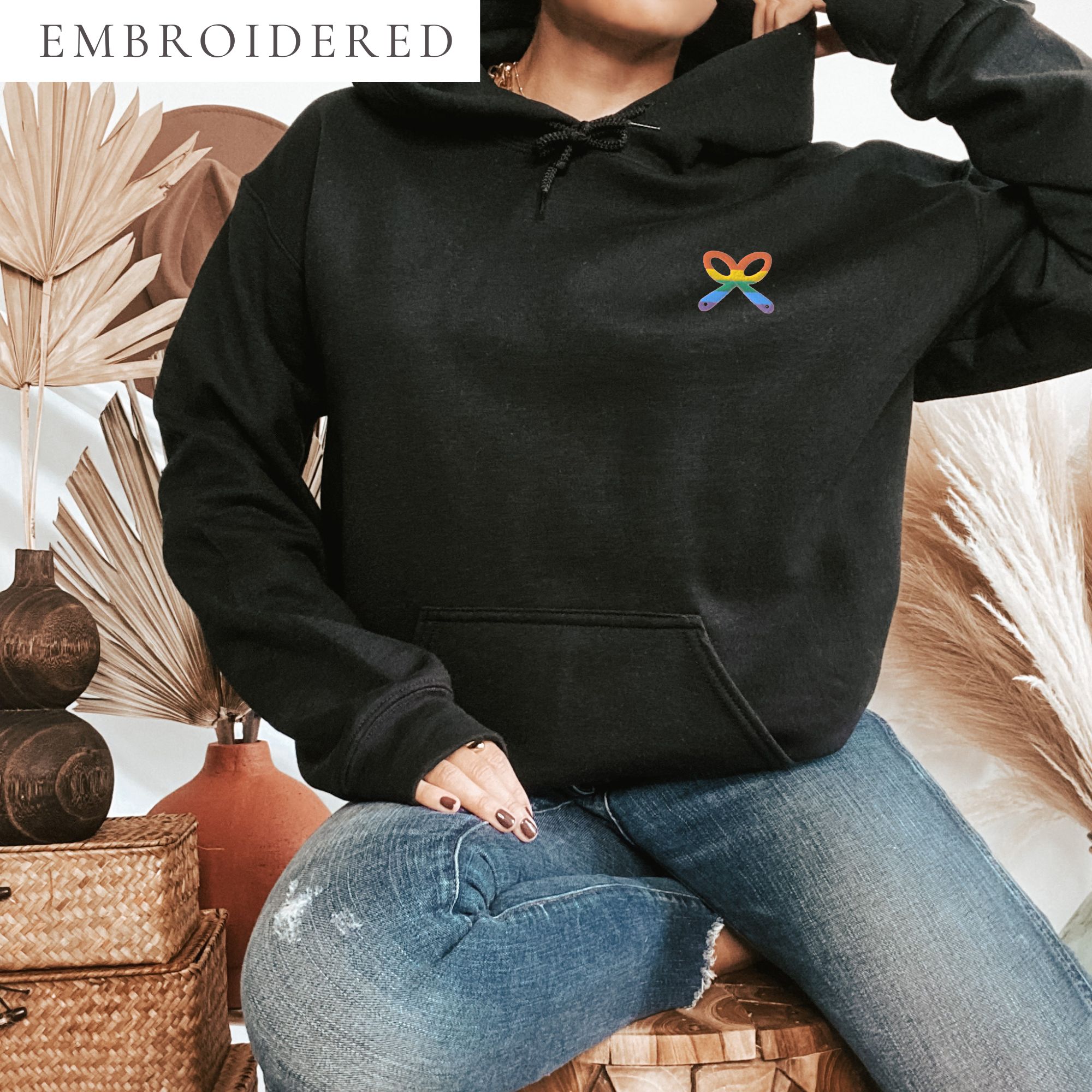 LGBTQIA+ Pride Embroidered Hoodie