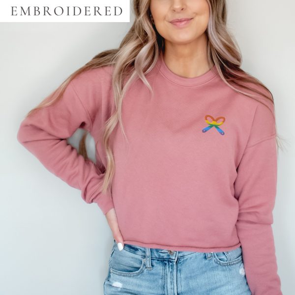 LGBTQIA+ Pride Embroidered Cropped Crewneck