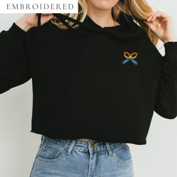 LGBTQIA+ Pride Embroidered Cropped Hoodie