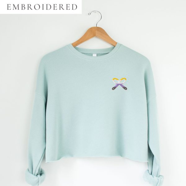 Non-Binary Pride Embroidered Cropped Crewneck