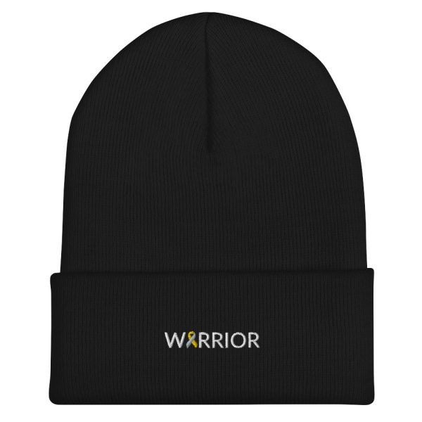 Warrior Gold & Silver Awareness Ribbon Embroidered Beanie - Image 2