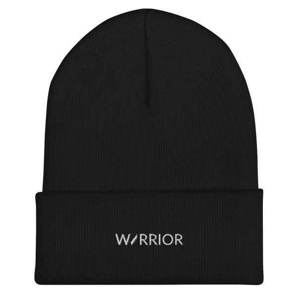 Warrior Black & White Awareness Ribbon Embroidered Beanie - Image 2