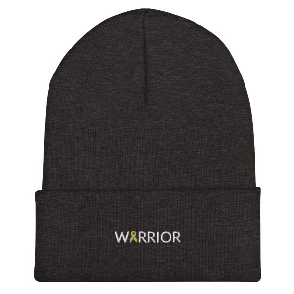Warrior Gold & Silver Awareness Ribbon Embroidered Beanie - Image 4