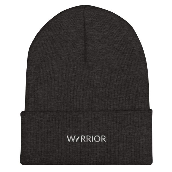 Warrior Black & White Awareness Ribbon Embroidered Beanie - Image 4