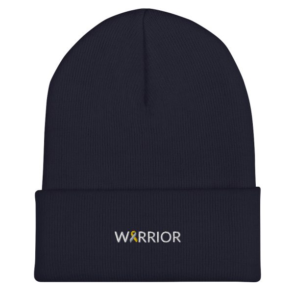 Warrior Gold & Silver Awareness Ribbon Embroidered Beanie - Image 3