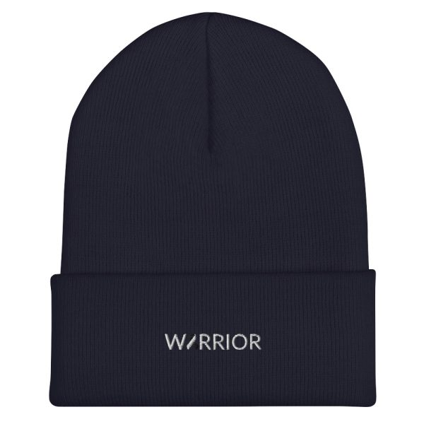 Warrior Black & White Awareness Ribbon Embroidered Beanie - Image 3