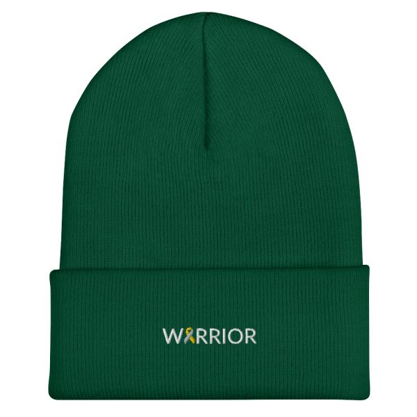 Warrior Gold & Silver Awareness Ribbon Embroidered Beanie - Image 5