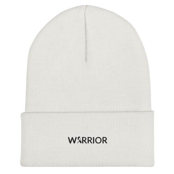 Warrior Black & White Awareness Ribbon Embroidered Beanie - Image 7