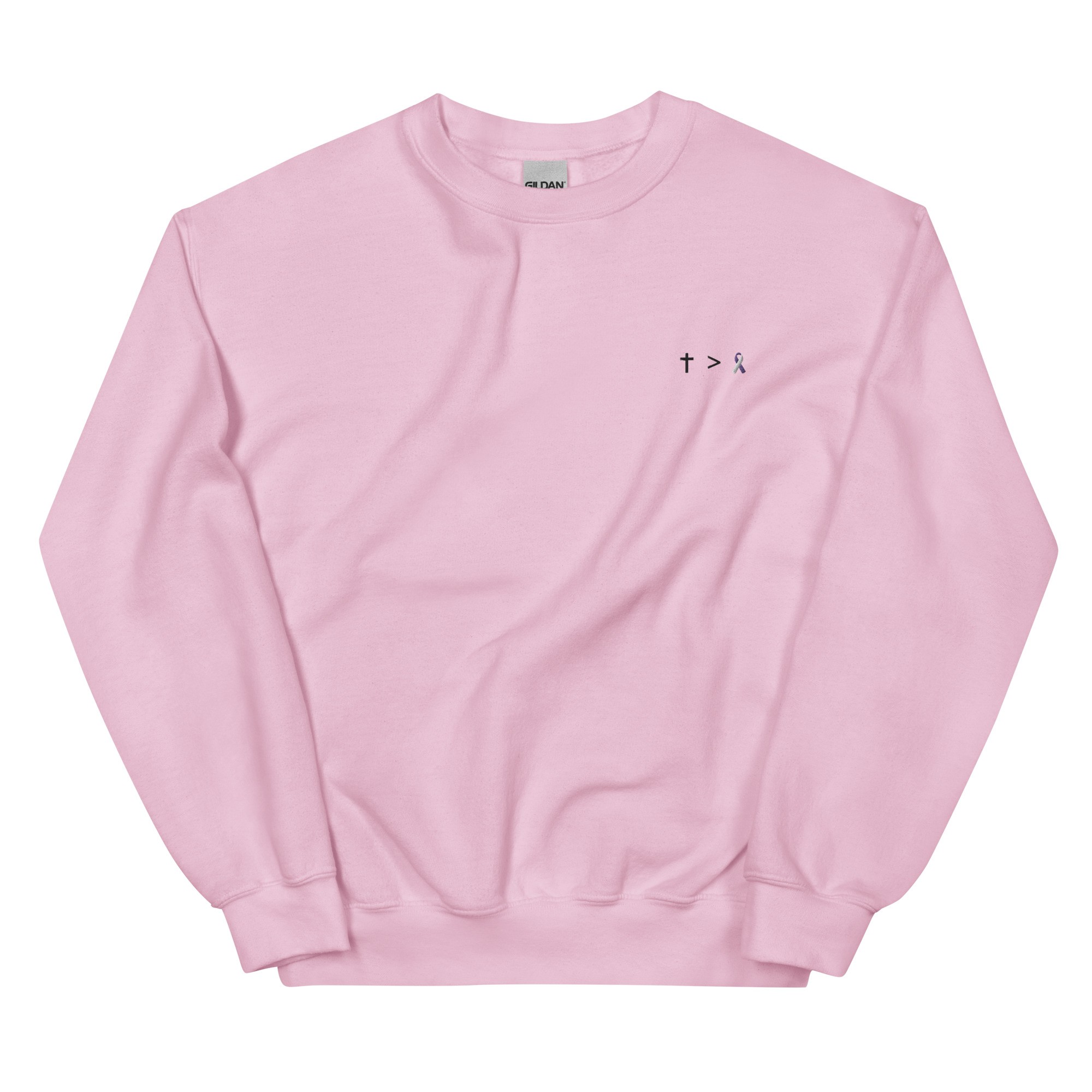 Jesus Is Greater Than Purple & White Awareness Ribbon Embroidered Crewneck - Image 8