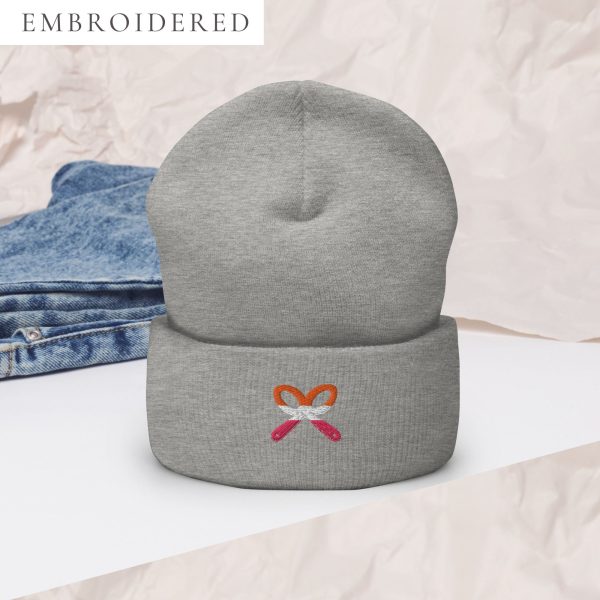 Lesbian Pride Embroidered Beanie