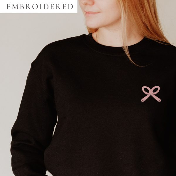 Collective Classic Crewneck: Embroidered Pink Left-Justified Logo
