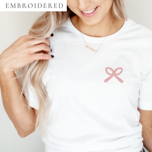 Collective Classic T-Shirt: Embroidered Pink Left-Justified Logo