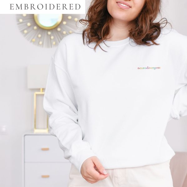 Neurodivergent Rainbow Embroidered Crewneck