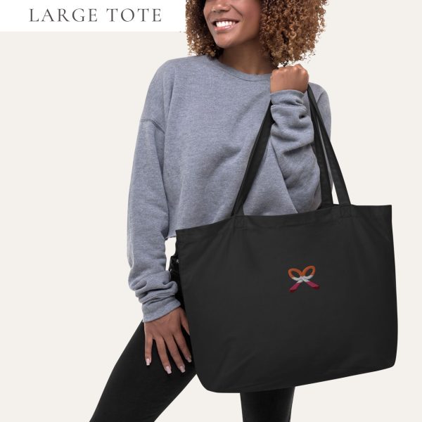 Lesbian Pride Embroidered Large Tote Bag