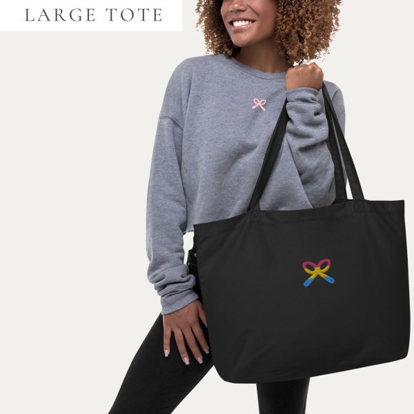 Pansexual Pride Embroidered Large Tote Bag