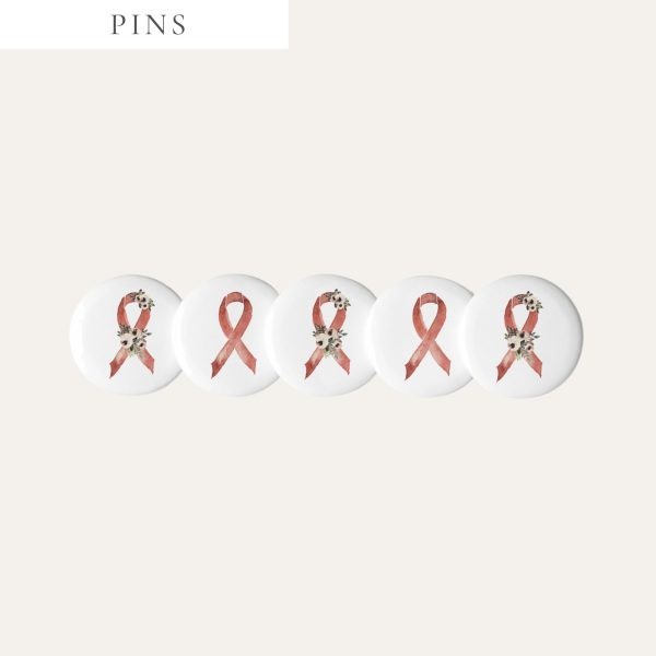 Pastel Floral Burgundy Awareness Ribbon Pins