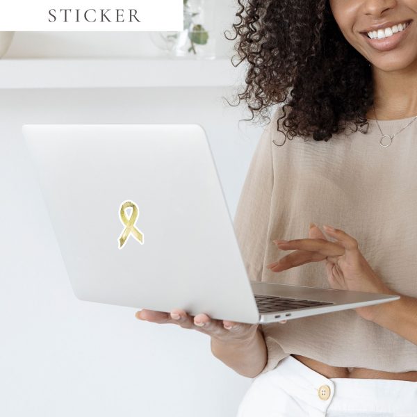 Pastel Gold Awareness Ribbon Sticker