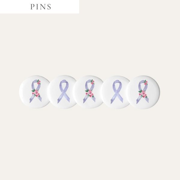 Pastel Floral Lavender Awareness Ribbon Pins