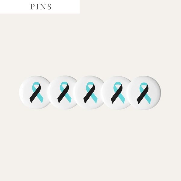 Light Blue & Black Awareness Ribbon Pins