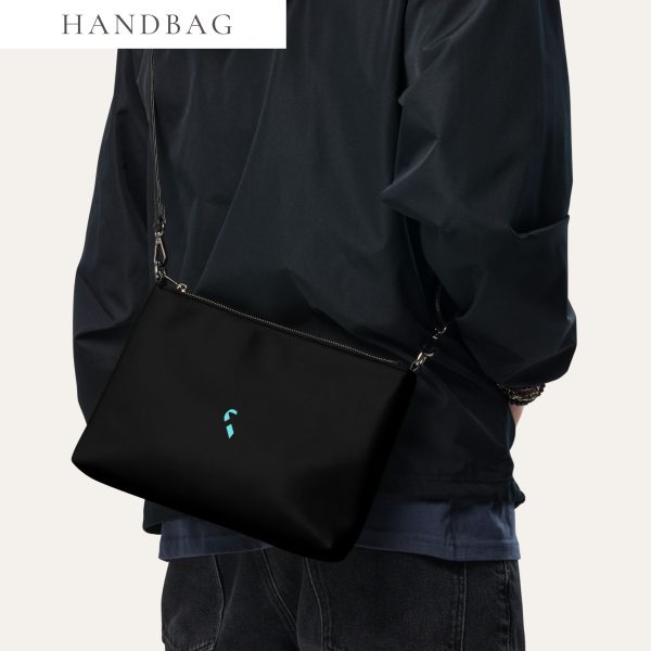 Light Blue & Black Awareness Ribbon Faux Leather Hand / Crossbody Bag