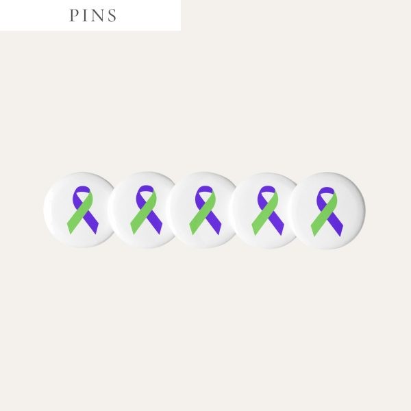 Lime Green & Blue Awareness Ribbon Pins