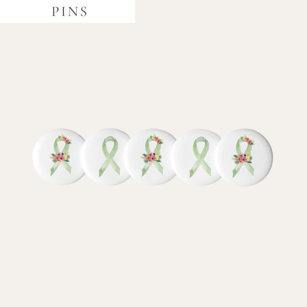 Pastel Floral Lime Green Awareness Ribbon Pins