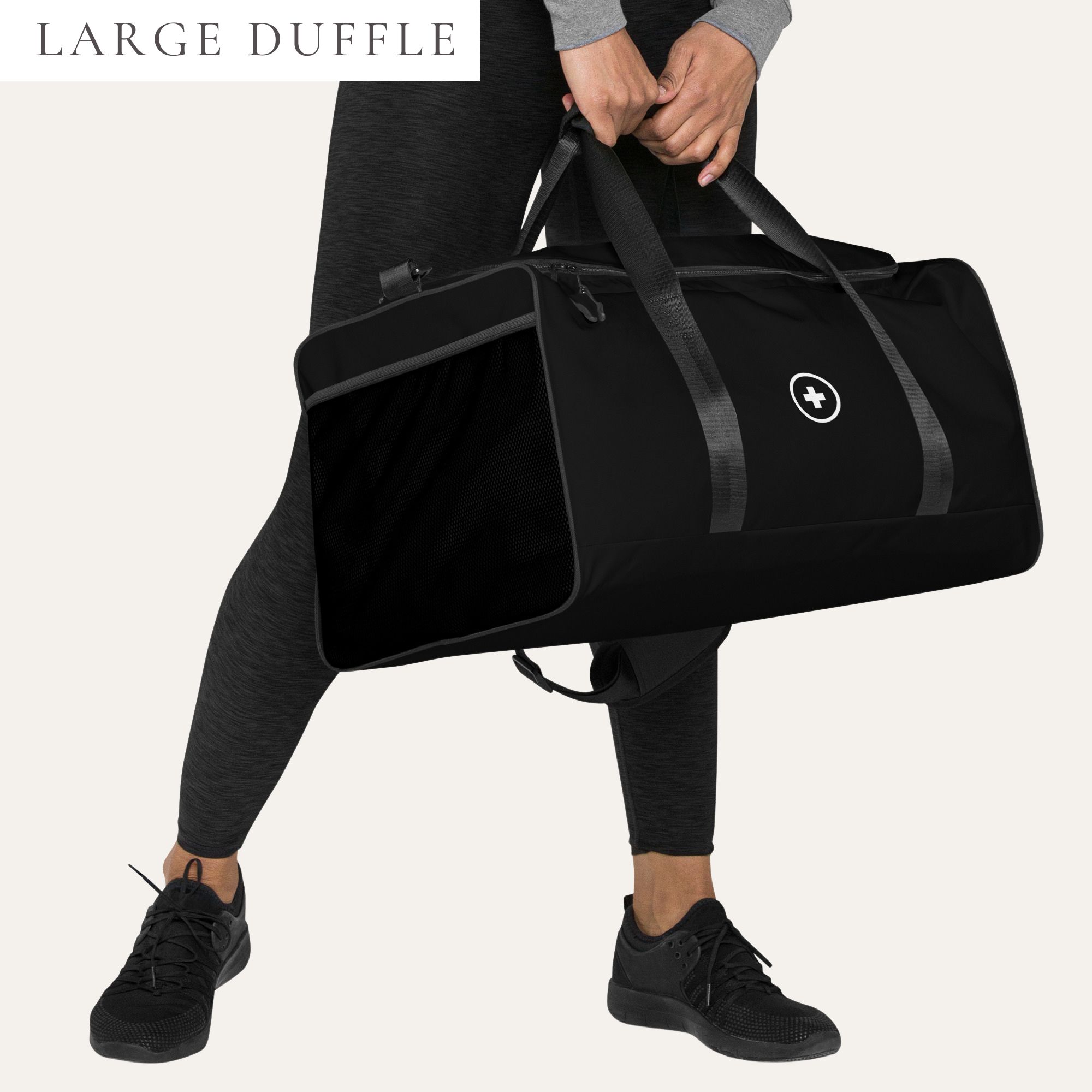 Medical Cross Black & White Large Duffle Bag