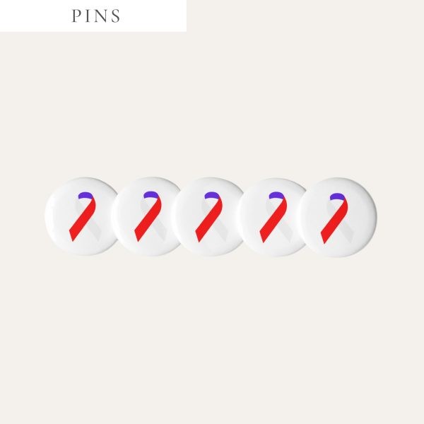 White, Red & Blue Awareness Ribbon Pins
