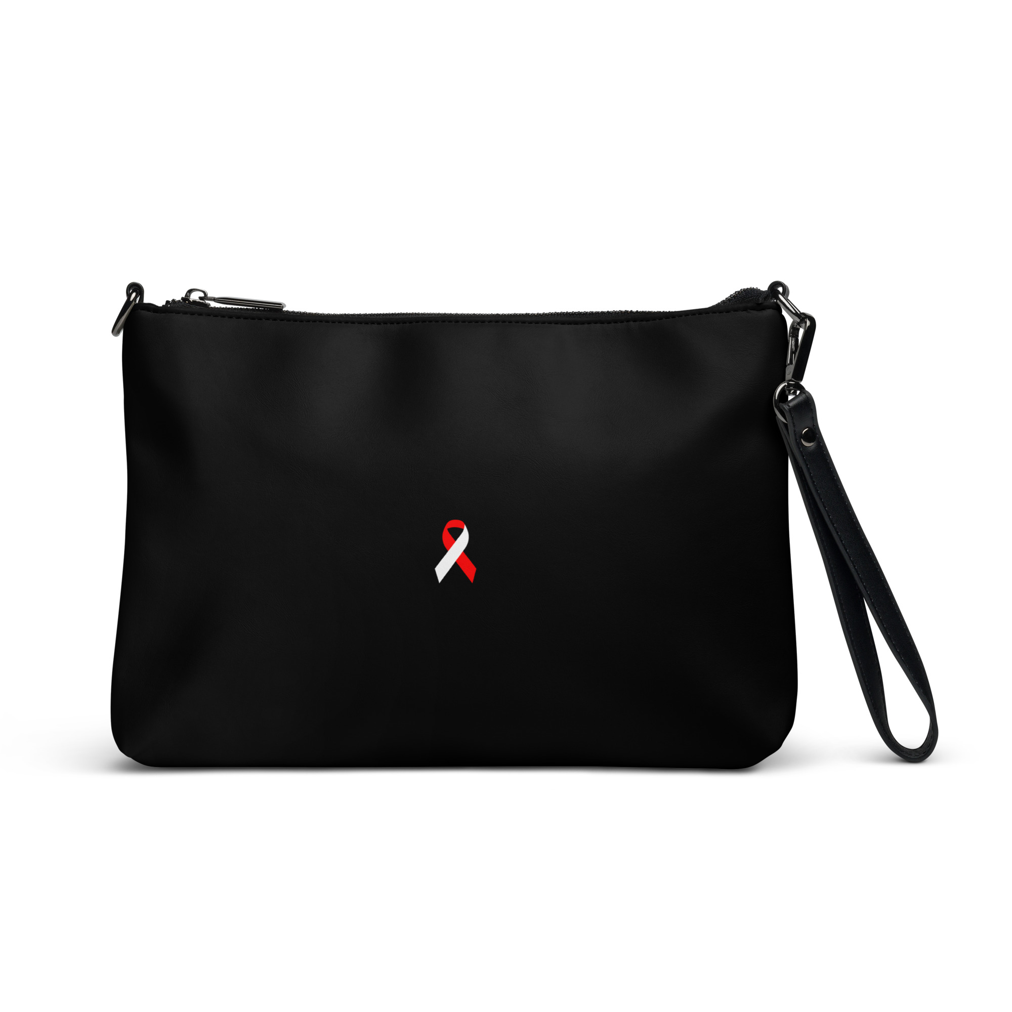 White & Red Awareness Ribbon Faux Leather Hand / Crossbody Bag - Image 5