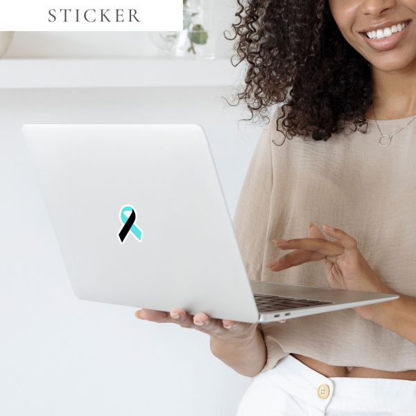 Light Blue & Black Awareness Ribbon Sticker